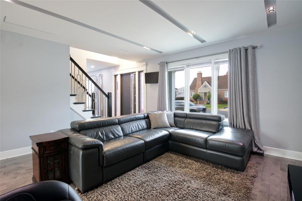 Interior, Living room, Recessed Lighting, Wood Texture Flooring