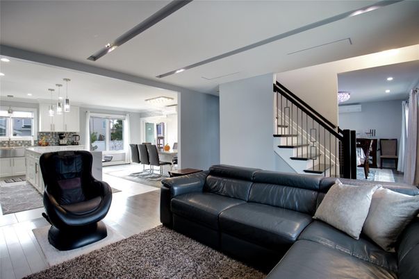 Dining room, Interior, Kitchen, Living room, Pendant Lights, Recessed Lighting, Wood Texture Flooring