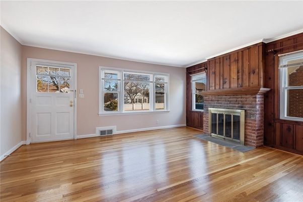 Empty room, Fireplace, Interior, Wood Texture Flooring, Wooden Walls