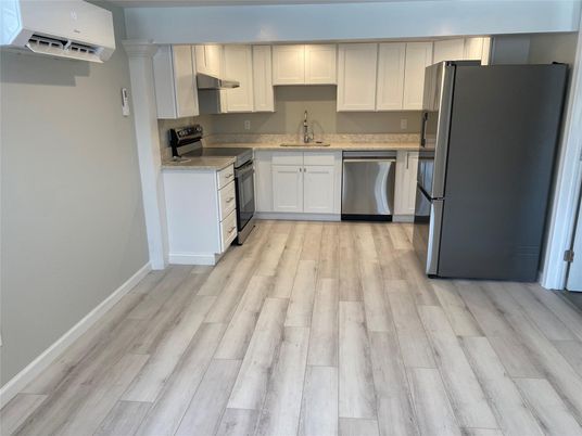 Interior, Kitchen, Stainless Steel Appliances, Wood Texture Flooring