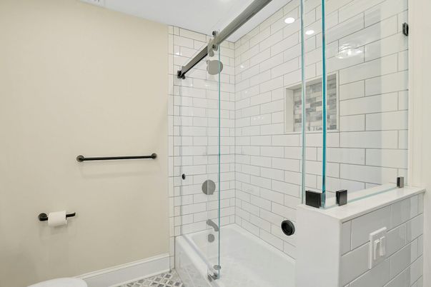 Bathroom, Glass Shower, Interior, Recessed Lighting
