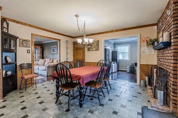 Chandelier, Dining room, Interior, Stone Walls