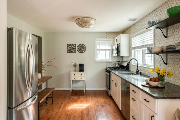 Interior, Kitchen, Stainless Steel Appliances, Wood Texture Flooring
