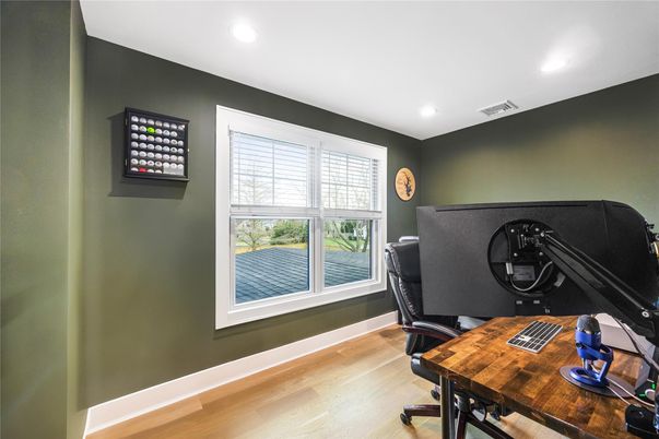Home Office, Interior, Recessed Lighting, Wood Texture Flooring