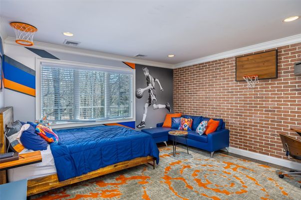 Bedroom, Interior, Recessed Lighting, Stone Walls