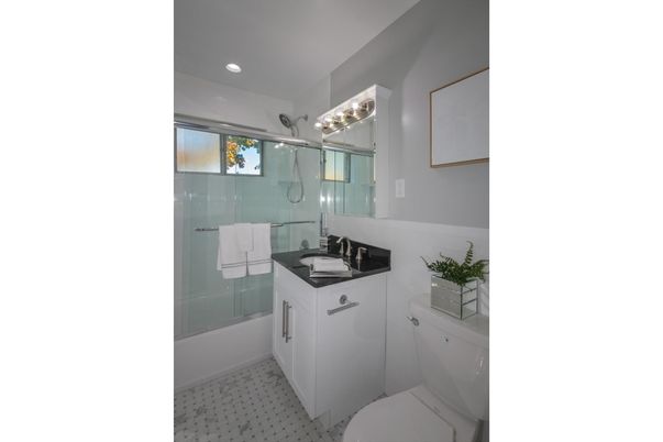 Bathroom, Glass Shower, Interior, Recessed Lighting