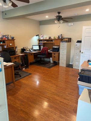 Home Office, Interior, Recessed Lighting, Wood Texture Flooring