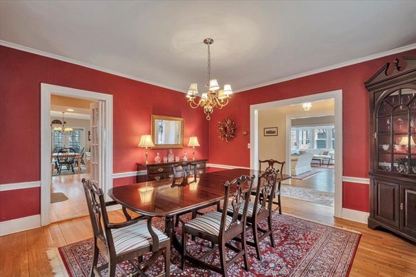 Chandelier, Dining room, Interior, Wood Texture Flooring
