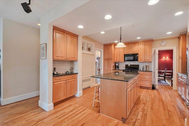 Interior, Kitchen, Pendant Lights, Recessed Lighting, Wood Texture Flooring