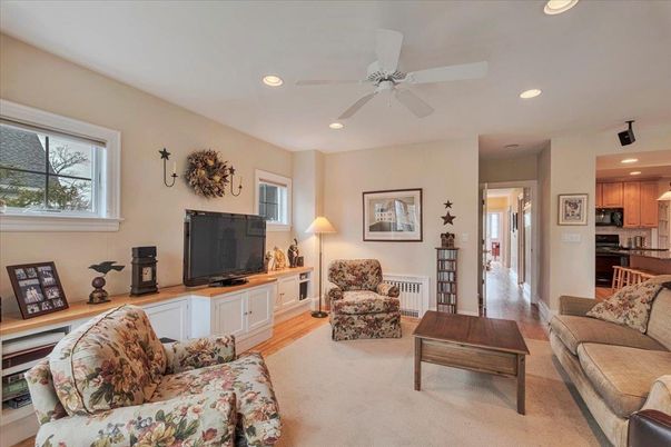 Interior, Kitchen, Living room, Recessed Lighting, Wood Texture Flooring