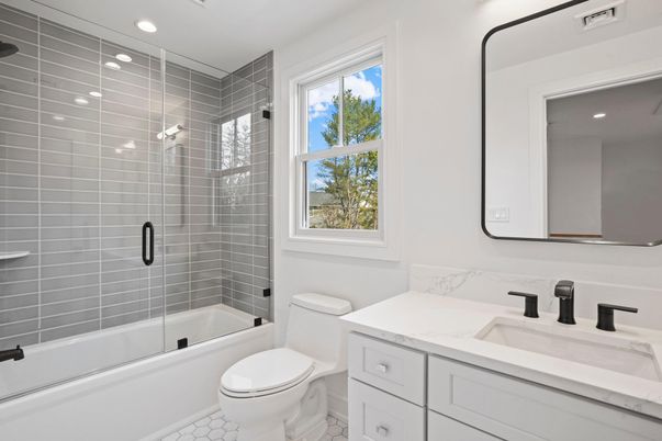 Bathroom, Glass Shower, Interior, Recessed Lighting