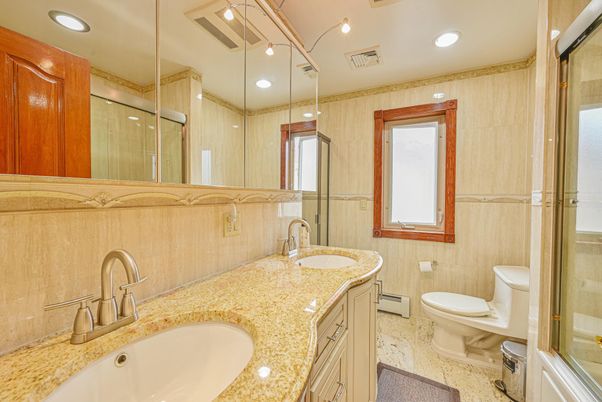Bathroom, Dual Sink Vanities, Glass Shower, Interior, Recessed Lighting