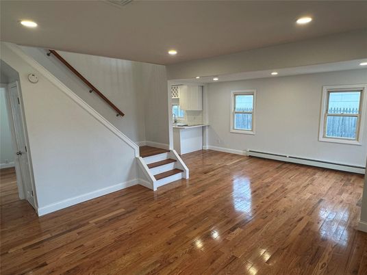 Empty room, Interior, Kitchen, Recessed Lighting, Wood Texture Flooring