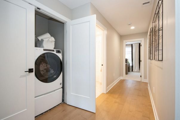 Interior, Recessed Lighting, Utility Closets, Washer, Wood Texture Flooring