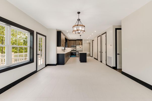 Chandelier, Interior, Kitchen, Pendant Lights, Recessed Lighting, Stainless Steel Appliances