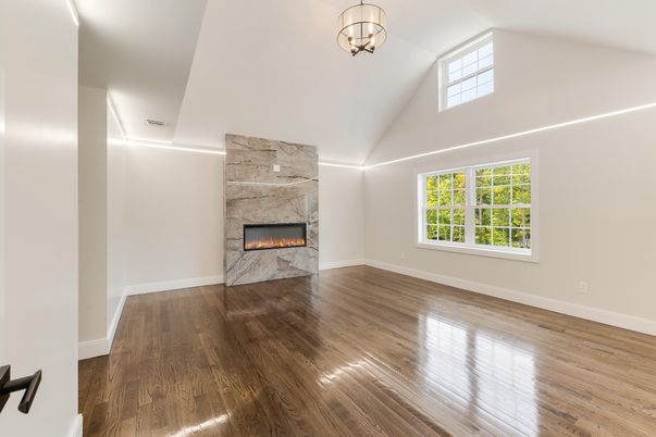 Empty room, Fireplace, Interior, Wood Texture Flooring