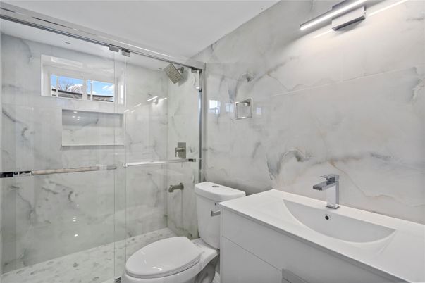 Bathroom, Glass Shower, Interior, Marble Walls