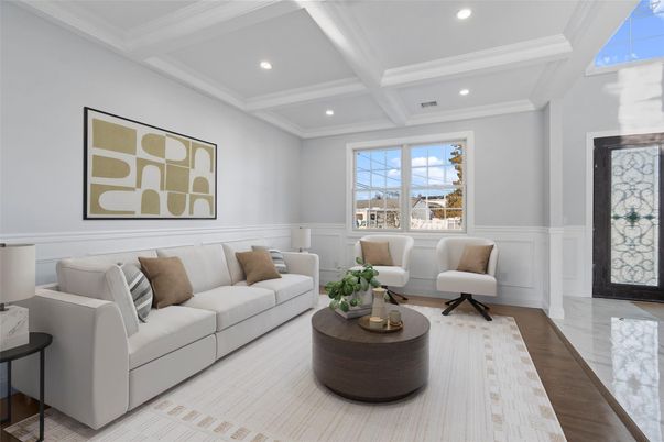 Interior, Living room, Recessed Lighting, Wood Texture Flooring