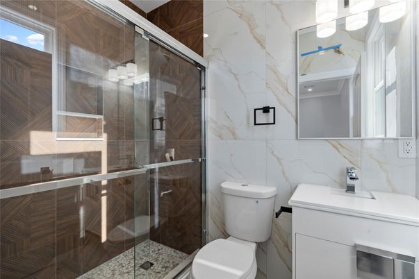 Bathroom, Glass Shower, Interior, Marble Walls