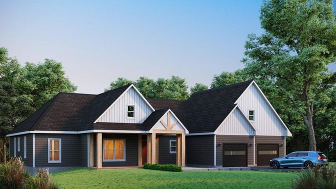 Attached, Exterior, Facade, Farmhouse