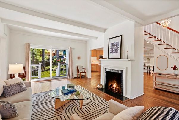 Fireplace, Interior, Living room, Wood Texture Flooring