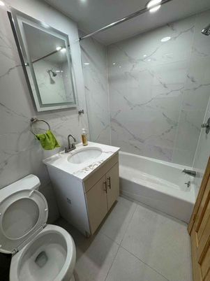 Bathroom, Dual Sink Vanities, Interior, Marble Walls, Recessed Lighting