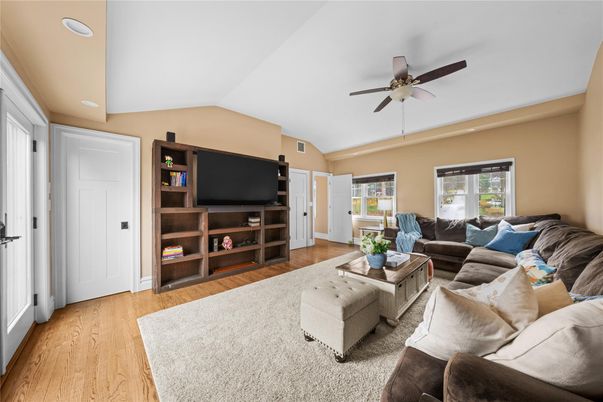 Interior, Living room, Recessed Lighting, Wood Texture Flooring