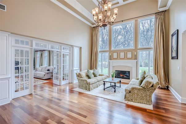 Chandelier, Fireplace, Interior, Living room, Wood Texture Flooring