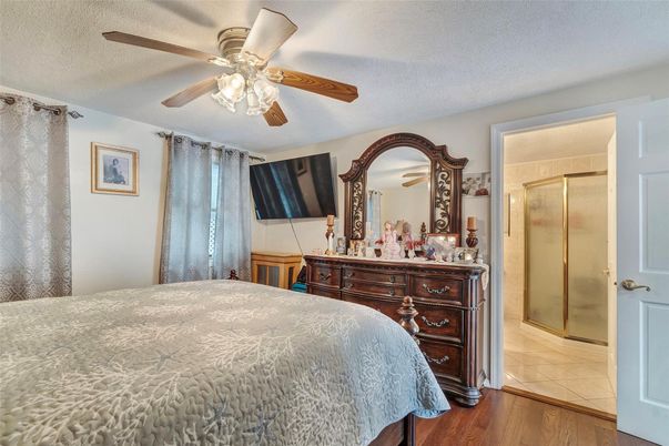 Bathroom, Bedroom, Glass Shower, Interior, Wood Texture Flooring