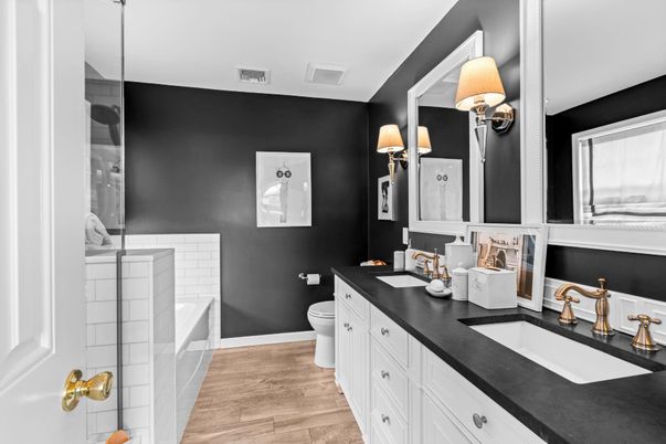 Bathroom, Dual Sink Vanities, Interior, Wood Texture Flooring