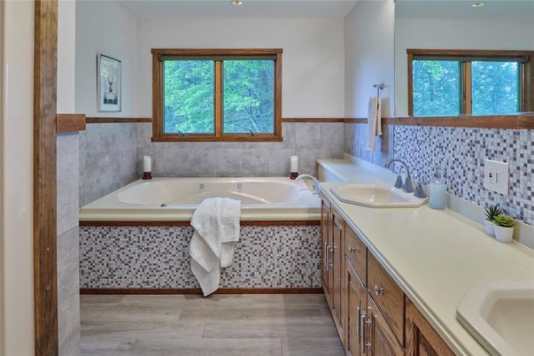 Bathroom, Dual Sink Vanities, Interior, Wood Texture Flooring