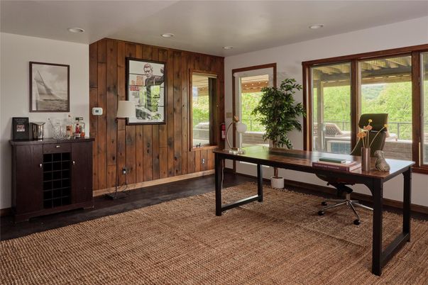 Home Office, Interior, Recessed Lighting, Wooden Walls