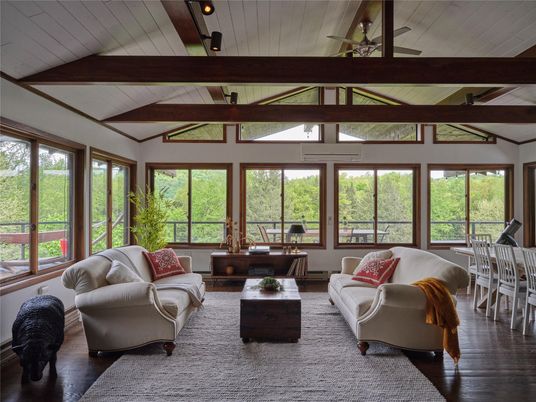 Interior, Living room, Sun Room, Wooden Beams, Wood Texture Flooring