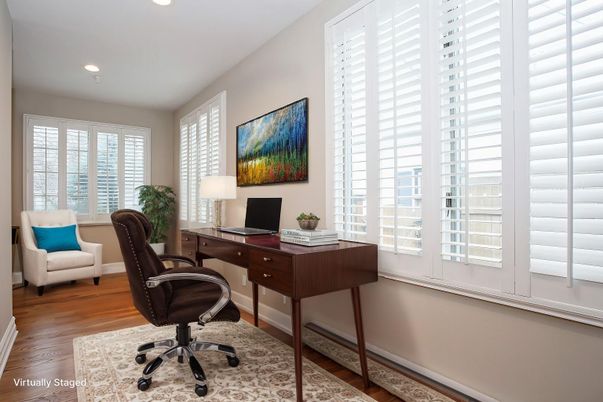 Home Office, Interior, Recessed Lighting, Wood Texture Flooring