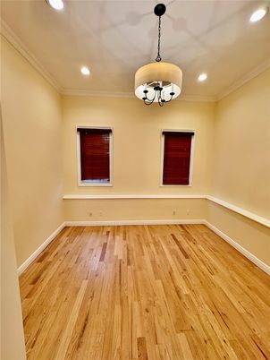 Empty room, Interior, Pendant Lights, Recessed Lighting, Wood Texture Flooring