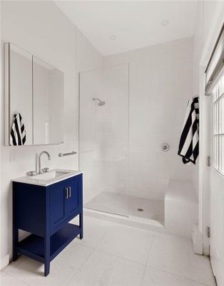 Bathroom, Glass Shower, Interior, Recessed Lighting