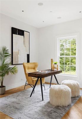 Home Office, Interior, Recessed Lighting, Wood Texture Flooring