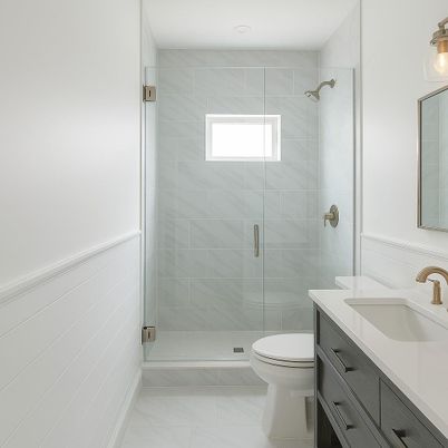 Bathroom, Glass Shower, Interior, Marble Walls