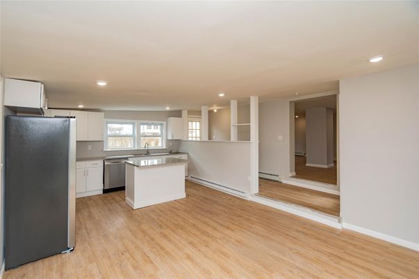 Interior, Kitchen, Recessed Lighting, Wood Texture Flooring