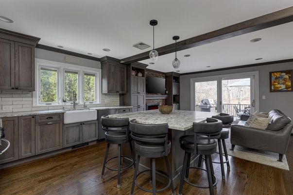 Interior, Kitchen, Pendant Lights, Recessed Lighting, Wood Texture Flooring