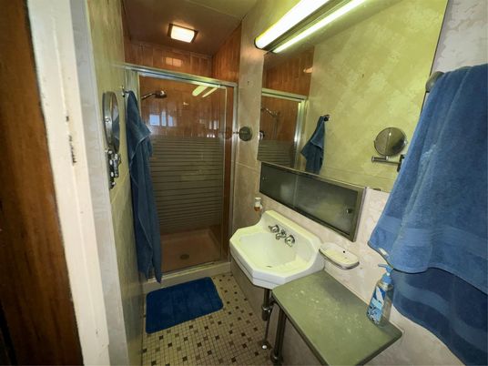 Bathroom, Glass Shower, Interior, Wooden Walls