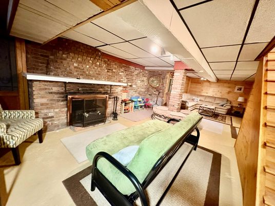Fireplace, Interior, Living room, Stone Walls