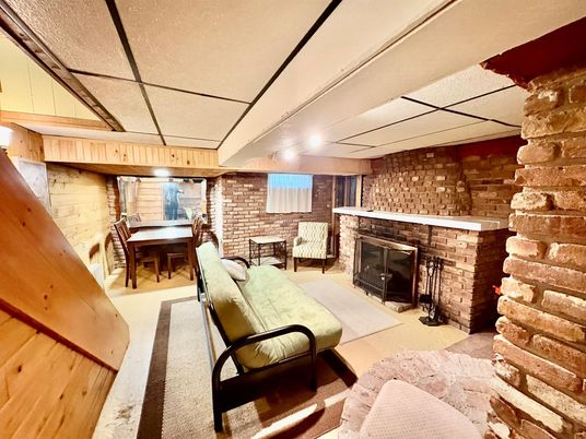 Dining room, Fireplace, Interior, Stone Walls