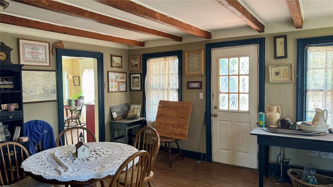 Dining room, Interior, Wooden Beams, Wood Texture Flooring
