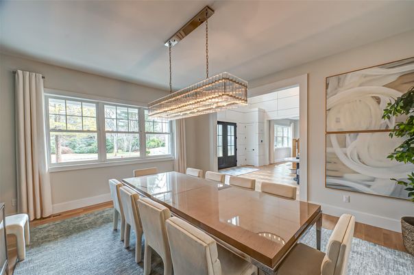 Chandelier, Dining room, Interior, Wood Texture Flooring
