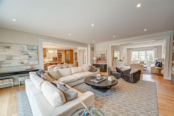 Dining room, Interior, Kitchen, Living room, Pendant Lights, Recessed Lighting, Wood Texture Flooring