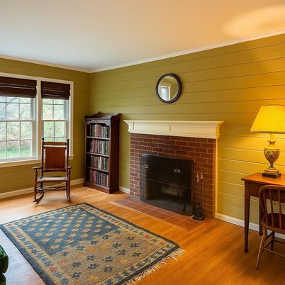 Fireplace, Interior, Wood Texture Flooring