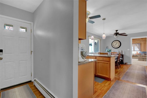 Dining room, Interior, Kitchen, Pendant Lights, Wood Texture Flooring
