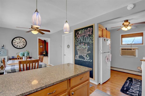 Dining room, Interior, Kitchen, Pendant Lights, Wood Texture Flooring