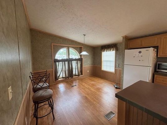 Interior, Kitchen, Pendant Lights, Wood Texture Flooring